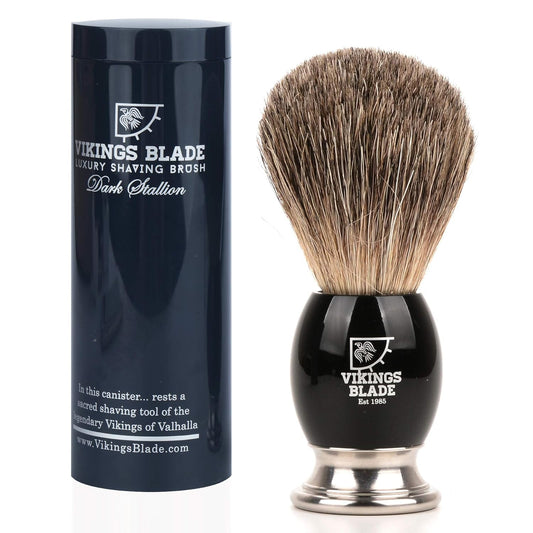 Luxury Shaving Brush for Men by , Ultra Heavy Acrylic & 316L Steel Handle, Super Strong Knot Backbone, Minimal Shedding, Fast Lather, Extremely Smooth & Plush on Skin (Dark Stallion)