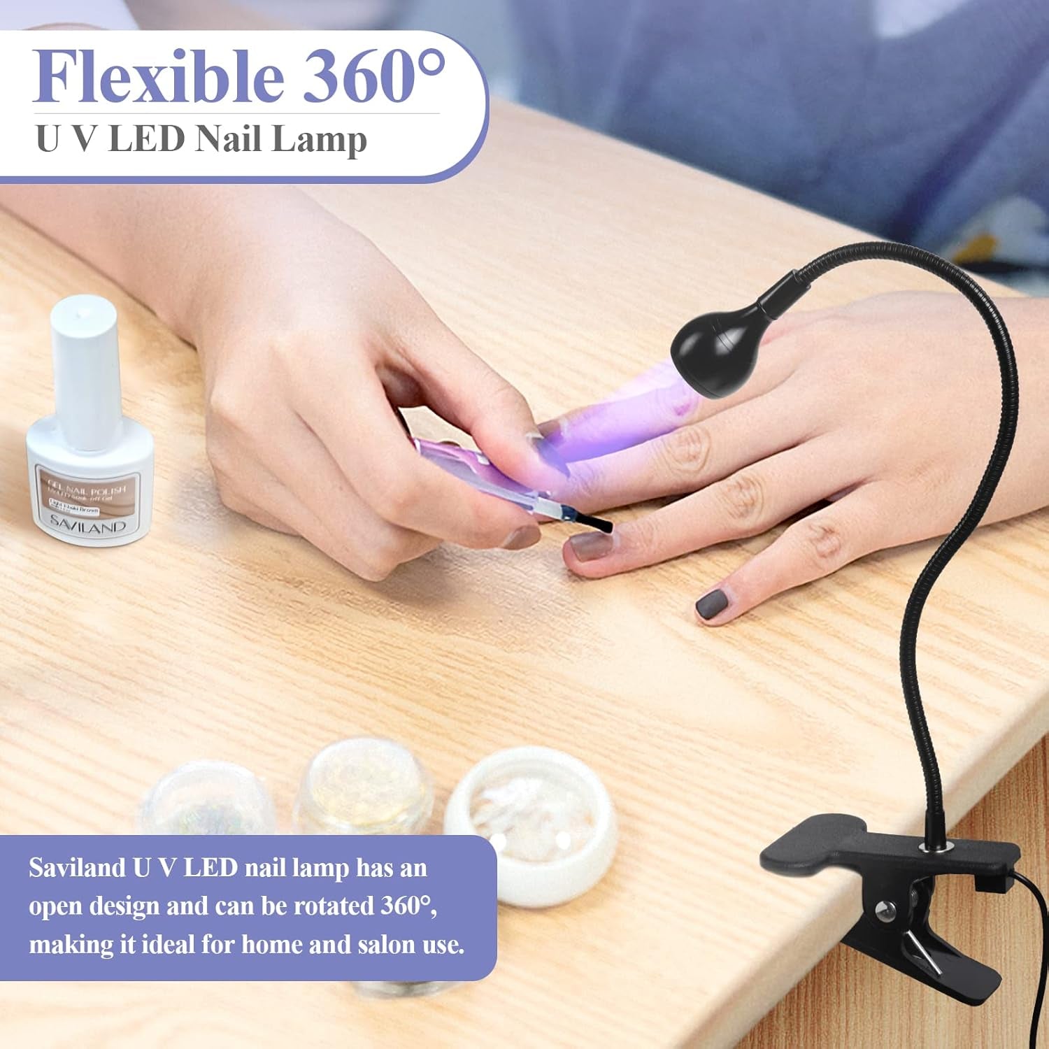 U V LED Nail Lamp – Mini Led Nail Lamp Gel X Lamp for Nails with Securing Clip Rotatable Led Light for Nails for Curing Gel Polish U V Nail Gels Manicure Home DIY, Black