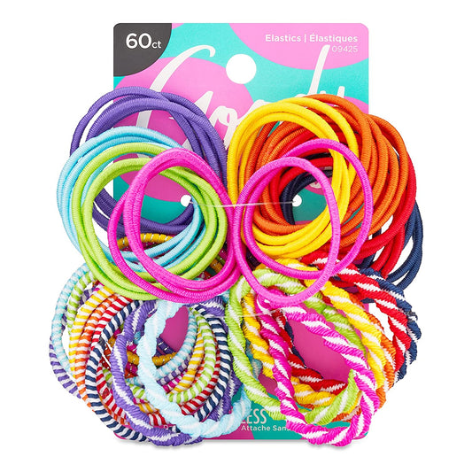 Kids Ouchless Elastic Hair Ties - 60 Ct, Assorted Colors, 2MM Rubber Bands for Hair, Pain-Free Hair Accessories for Girls & Boys, Made for Long-Lasting Braids, Ponytails & More, for Fine Hair