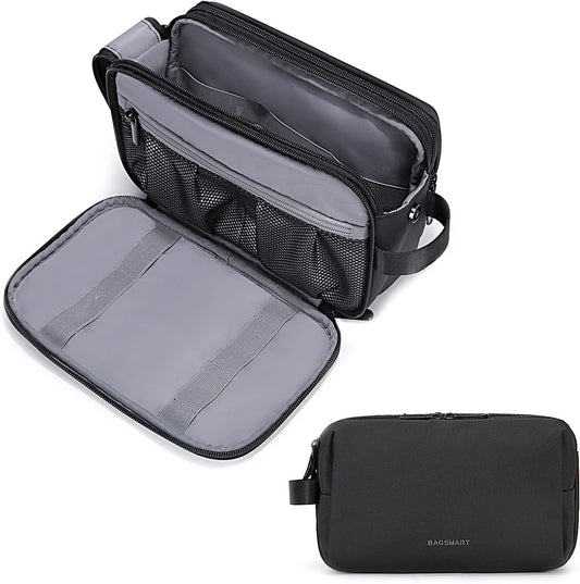 Toiletry Bag for Men, Travel Toiletry Organizer Dopp Kit Water-Resistant Shaving Bag for Toiletries Accessories, Door Room Essentials,Black-Large