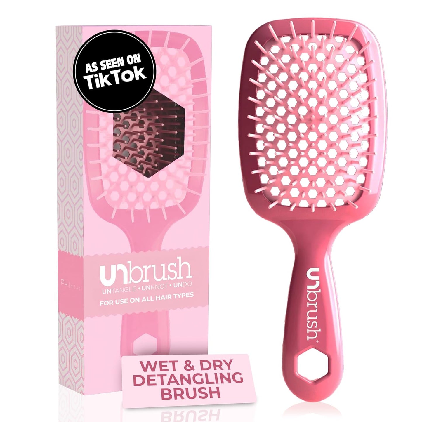 Unbrush Detangling Brush for Pain-Free Brushing on All Wet or Dry Hair Types — Durable Duoflex Anti-Static Bristles, Lightweight Handle, Vented Hair Brush