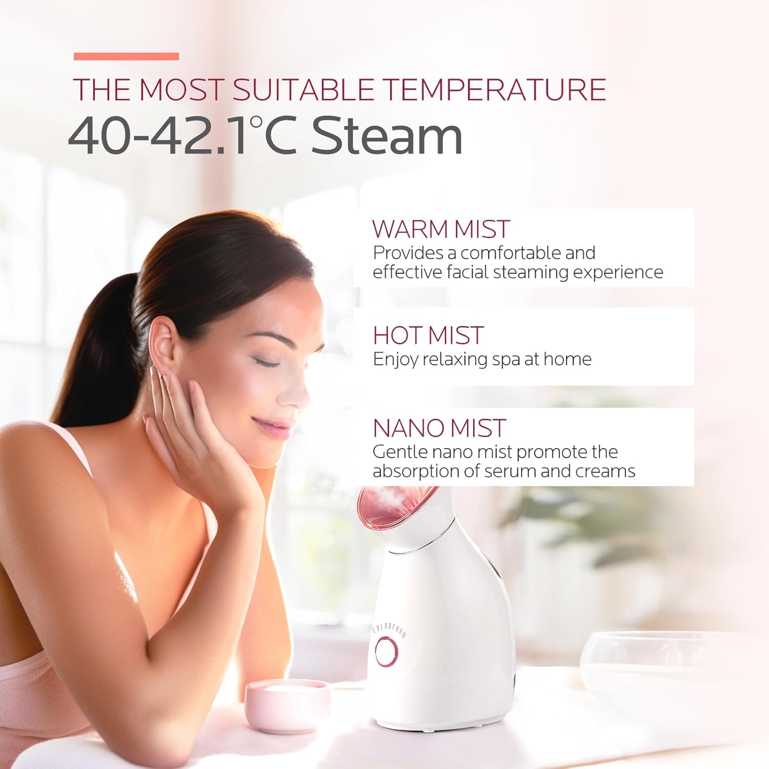 Facial Steamer Nano Ionic: Face Steamer Deep Cleaning Unclogs Pores - Humidifier Hot Mist Home Sauna Spa for Women Men Sinuses Moisturizing