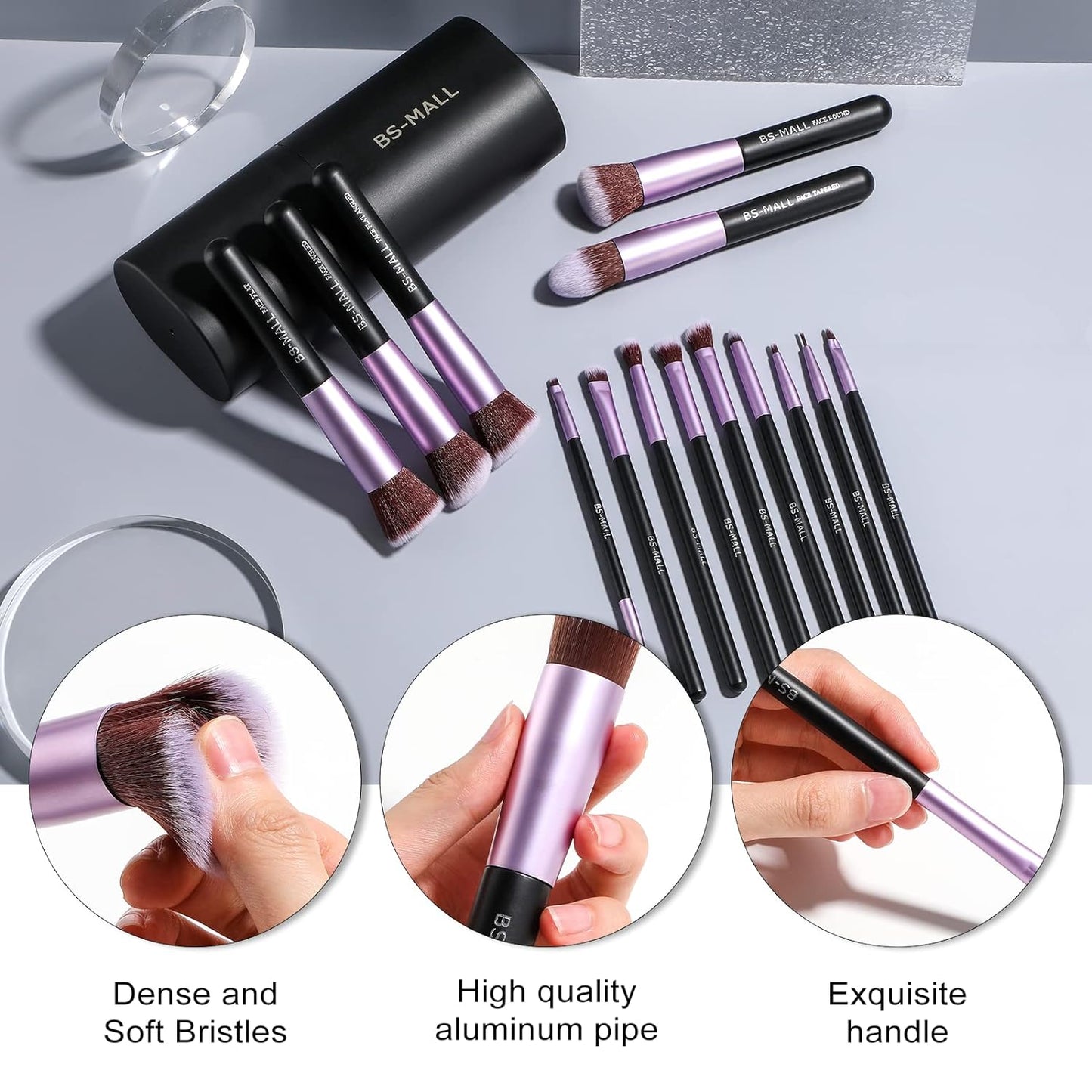 Makeup Brushes Premium Synthetic Foundation Powder Concealers Eye Shadows 14 Pcs Purple