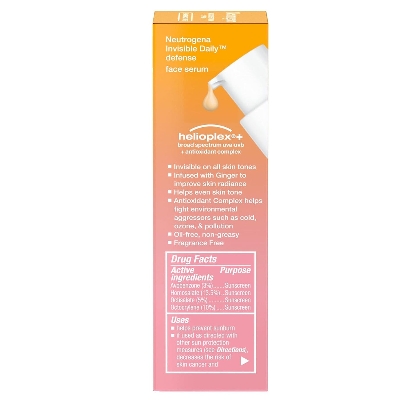 Invisible Daily Defense Face Sunscreen + Hydrating Serum with Broad Spectrum SPF 60 & Antioxidants to Help Skin Glow, Oil-Free, Fragrance Free, 1.7 Fl. Oz