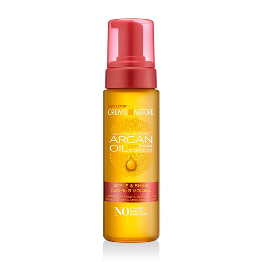 Argan Oil Foaming Mousse, Style & Shine, Creates Soft Wraps, Defines Curls, Prevents Frizz & Adds Exotic Shine, 7 Fl Oz