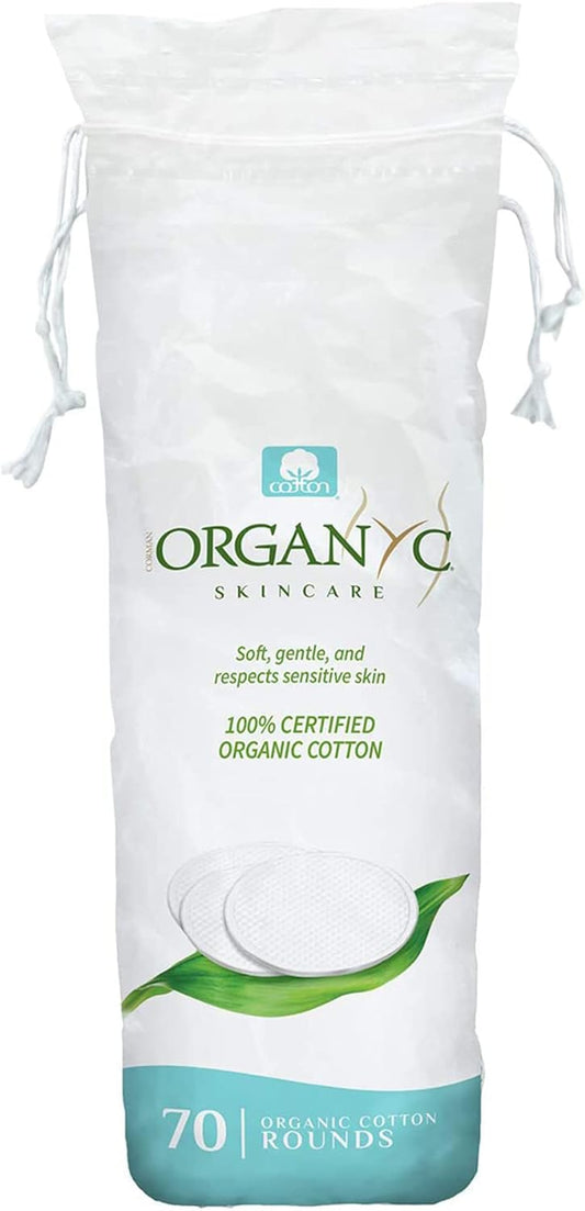 100% Organic Cotton Rounds - Biodegradable Cotton, Chemical Free, for Sensitive Skin (70 Count) - Daily Cosmetics. Beauty and Personal Care