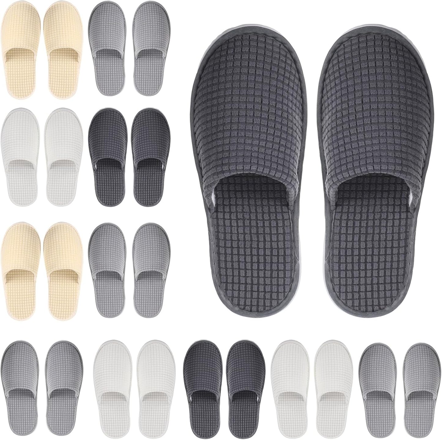 12 Pair House Slipper for Guest Non Slip Disposable Slipper for Travel Washable Reusable Closed Toe Hotel Bridesmaid Indoor Spa Wedding Party Shoeless Home