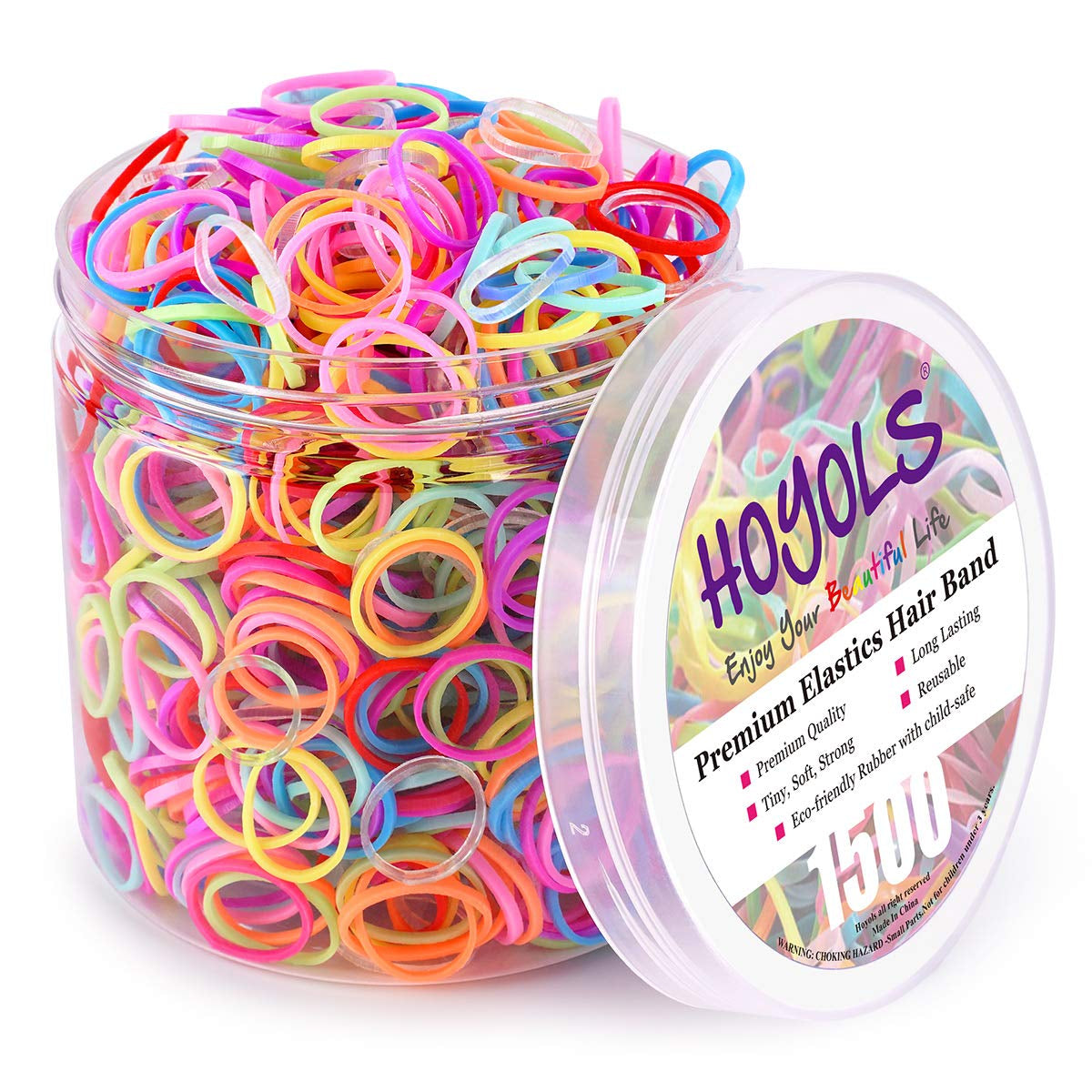 Clear Elastic Hair Rubber Bands, 1500Pcs Mini Small Clear Ponytail Elastics Holders for Blond Kids Girls Hair No Crease Damage No Hurt 1 Inch TPU