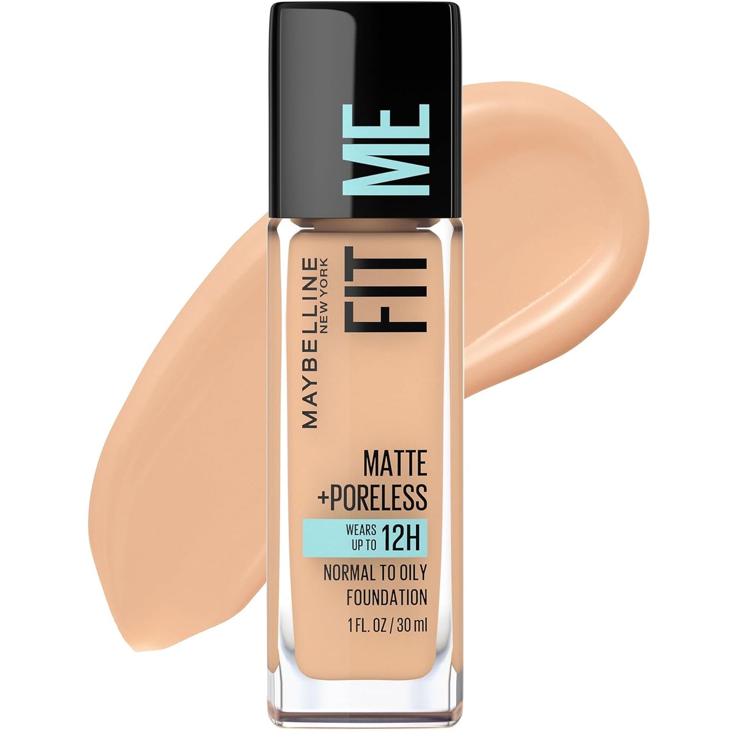 Fit Me Matte + Poreless Liquid Oil-Free Foundation Makeup, Warm Nude, 1 Count (Packaging May Vary)