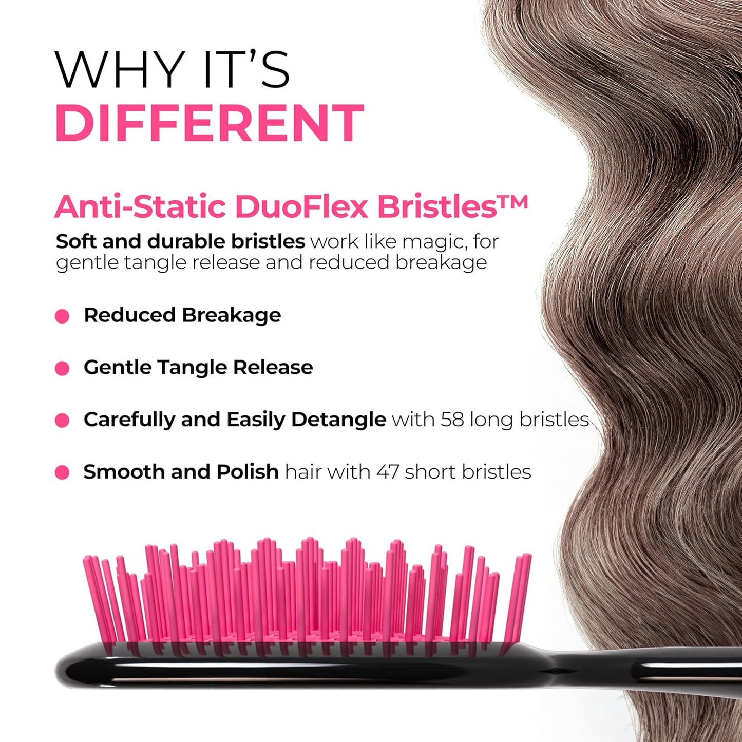 Unbrush Detangling Brush for Pain-Free Brushing on All Wet or Dry Hair Types — Durable Duoflex Anti-Static Bristles, Lightweight Handle, Vented Hair Brush