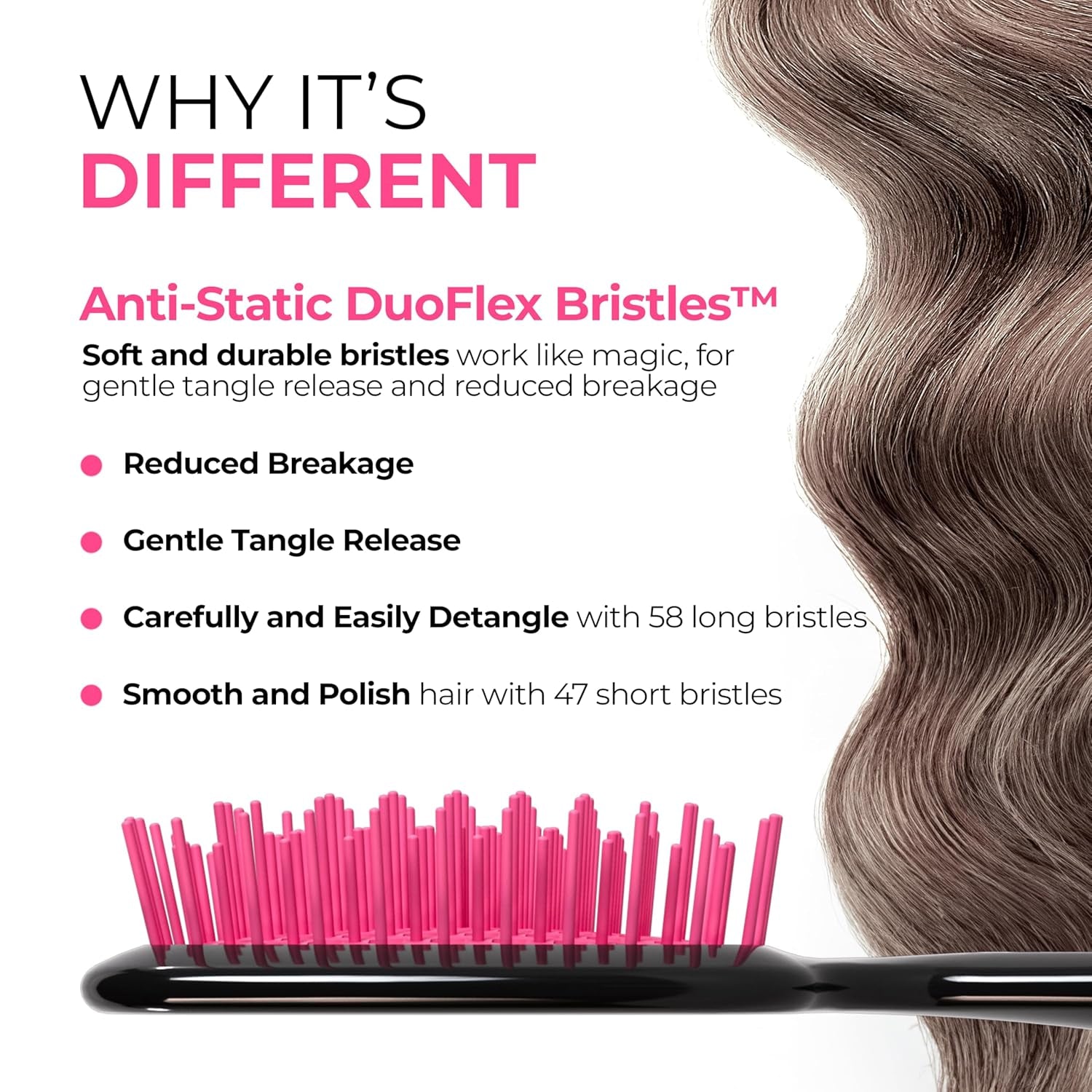 Unbrush Detangling Brush for Pain-Free Brushing on All Wet or Dry Hair Types — Durable Duoflex Anti-Static Bristles, Lightweight Handle, Vented Hair Brush