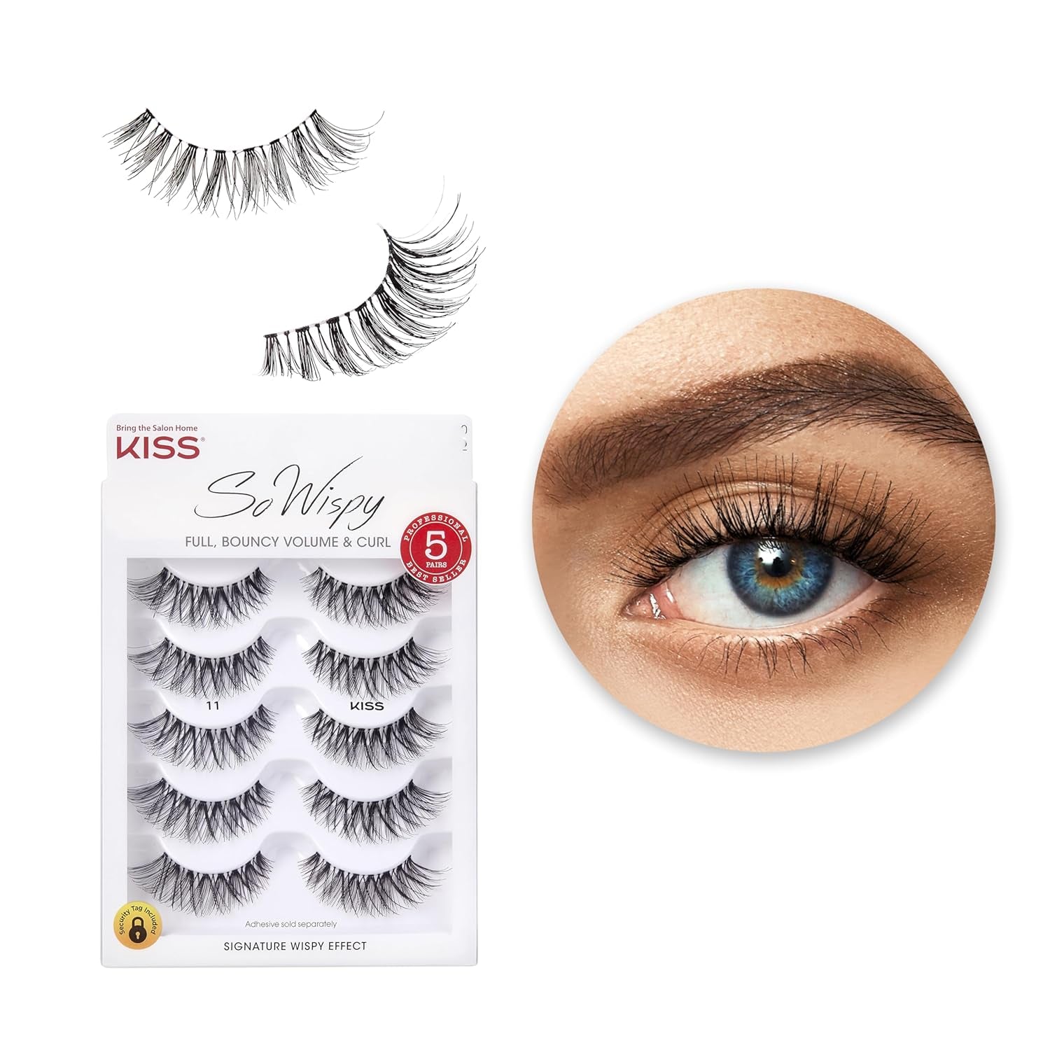 so Wispy False Eyelashes Multipack #11, Full Bouncy Volume & Curl, Signature Wispy Effect, Quality Synthetic, Crisscross Pattern, Cruelty Free, Reusable and Contact Lens Friendly, 5 Pairs