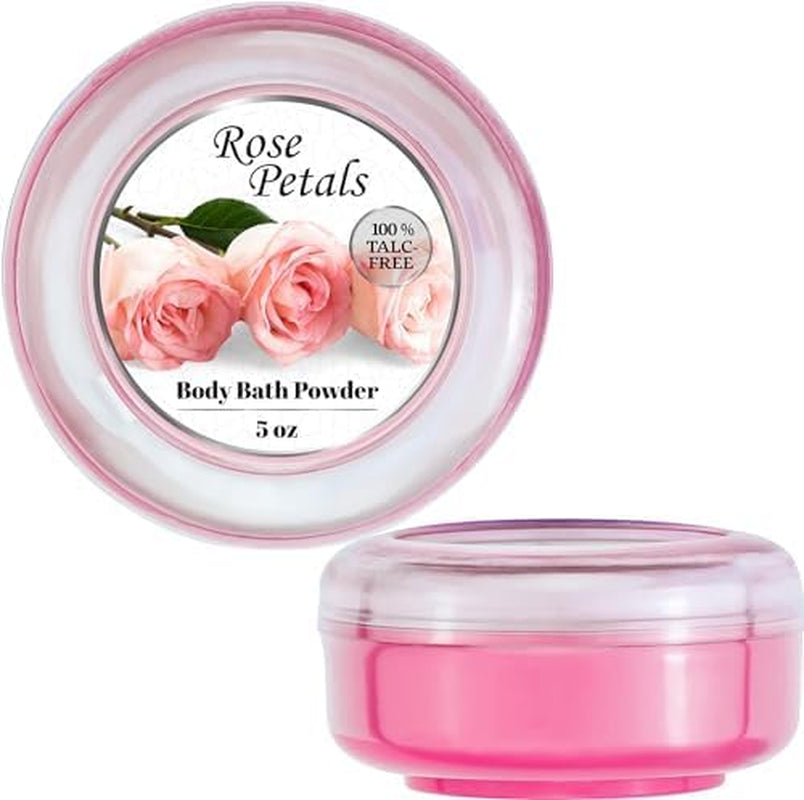 2 Pack Body Powder for Women with Powder Puff, 100% Talc-Free, Elegant Rose Petal & Royal Bouquet Scented Dusting Powder, after Bath for Soft Skin, Extra Large, (2 Pack, 5 Oz Each)