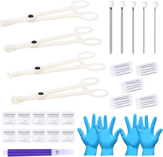 42Pcs Body Piercing Kit Piercing Needles Clamps Kit for Ear Nose Septum Belly Button Tongue Nipple Eyebrow Lip Piercing 12G 14G 16G 18G 20G Needles with 4 Disposable Piercing Clamps Forceps