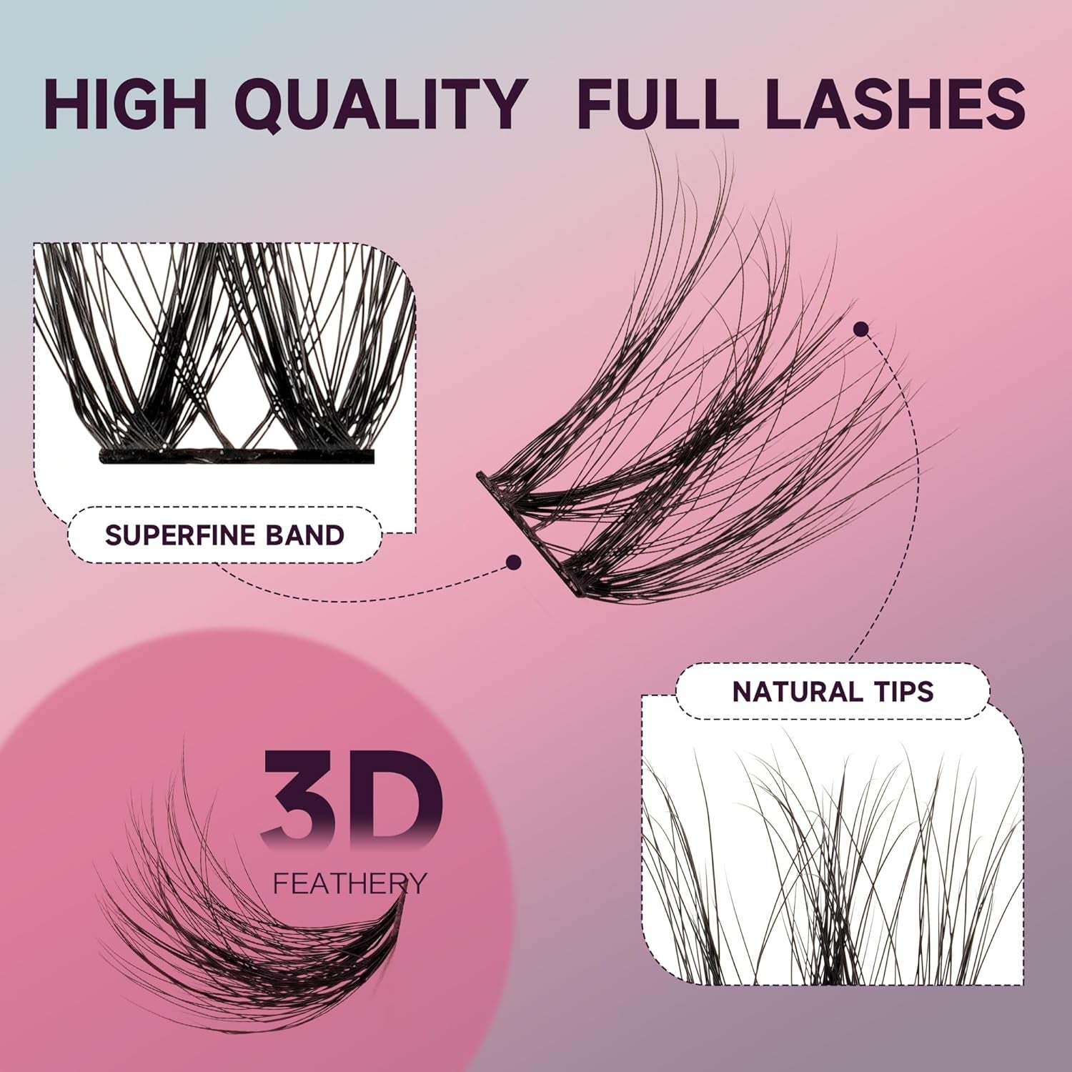 Lash Clusters DIY Eyelash Extensions 144 Clusters Lashes D Curl 3D Eyelash Clusters Extensions Fluffy Wispy Lashes Cluster Fluffy Effect & Ultra-Soft & Super Light & DIY at Home (Prism)