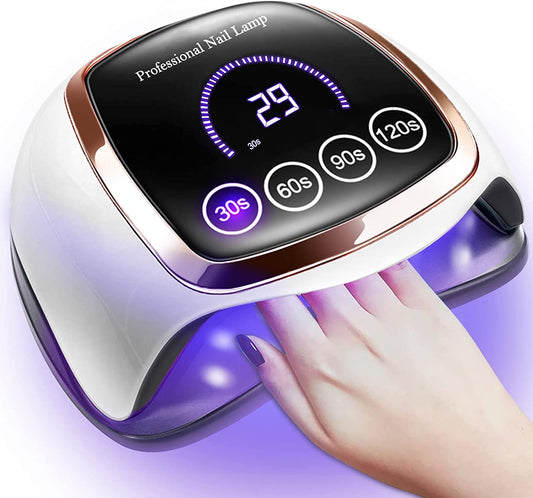 UV LED Nail Lamp, 180W Nail Dryer for Gel Polish with LCD Display, Auto Sensor and 4 Timer Settings, Professional Gel Curing Lamp Gel Polish Light with 42 LED Beads for Salon and Home