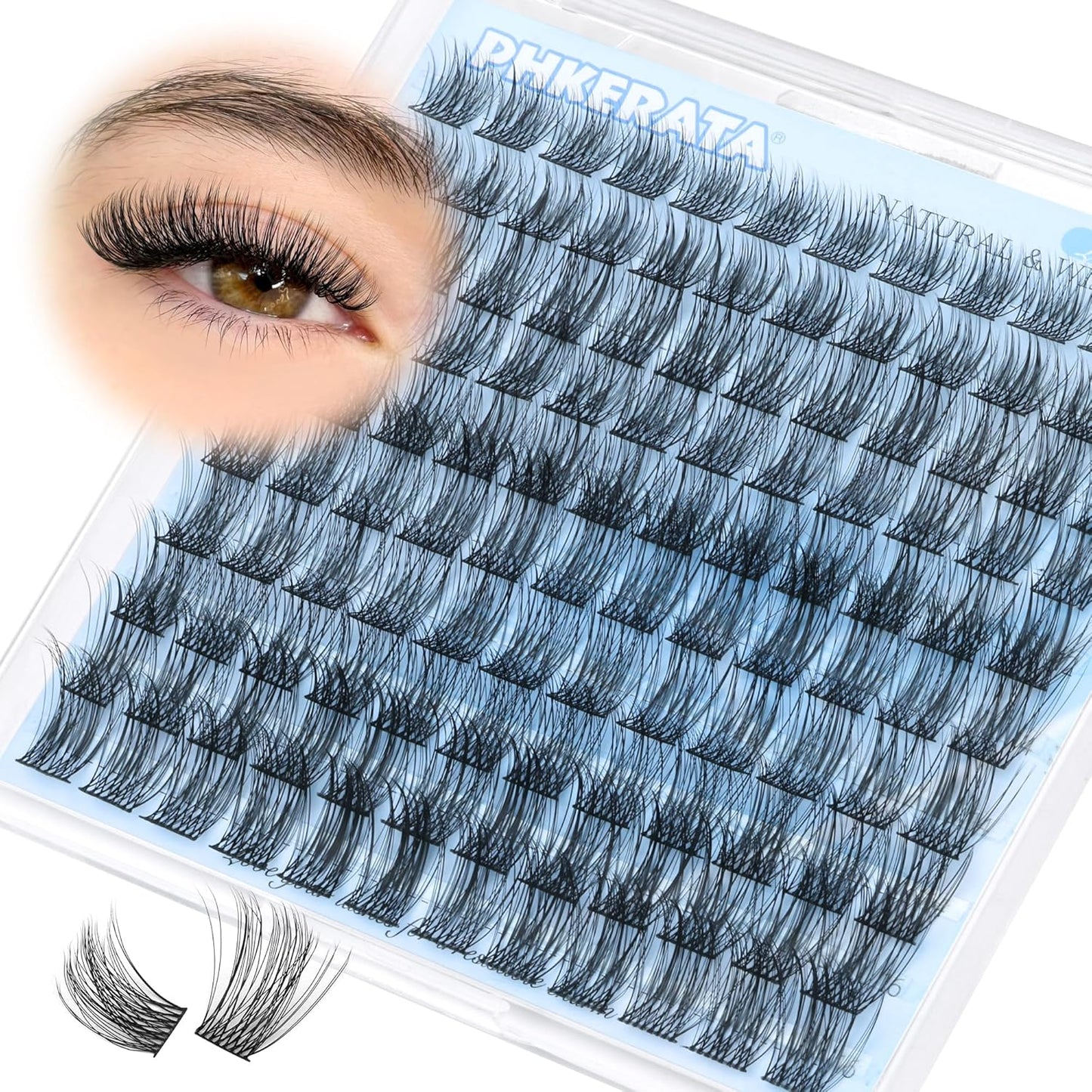 Natural Lash Clusters Wispy Eyelash Clusters 110 Pcs Cluster Eyelash Extensions C Curl Individual Lashes 10-16 Mm Mix Length Natural Look Lashes Clusters with Thin Lash Band