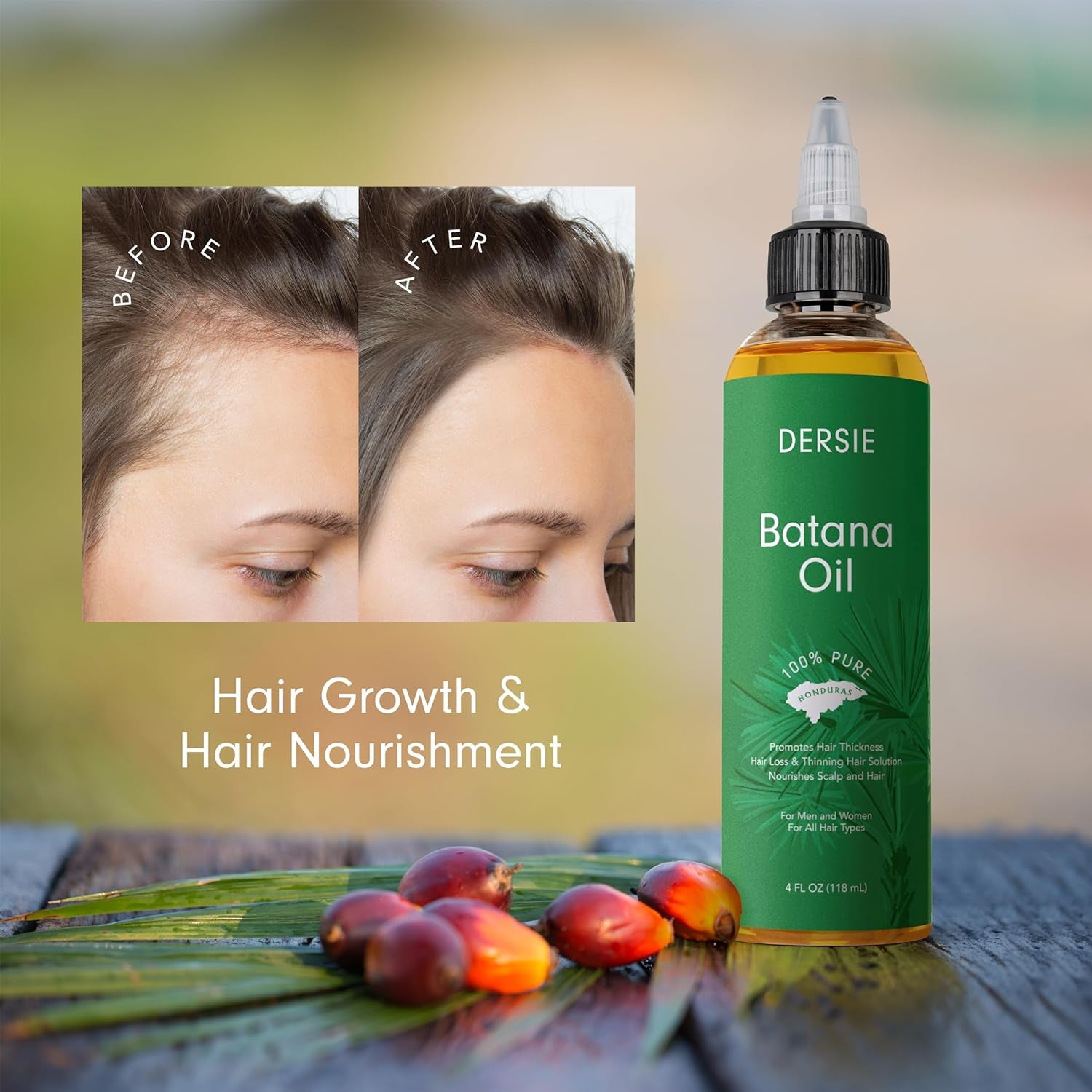 Batana Oil for Hair Growth: Dr Sebi Organic Raw Batana Oil from Honduras - 100% Pure & Natural - for Thicker & Stronger Hair - 4 FL OZ