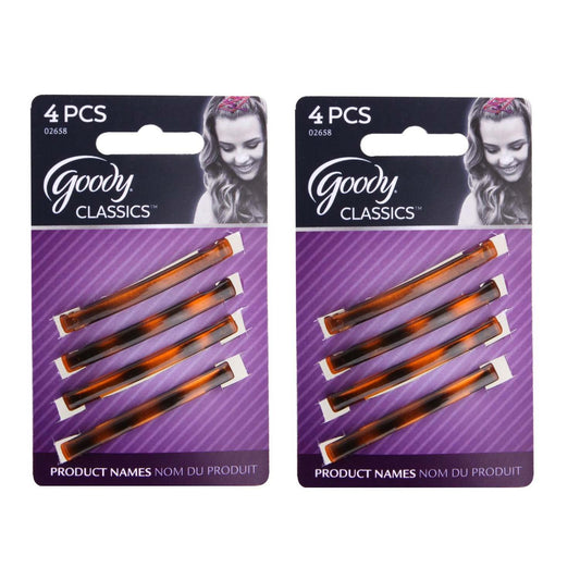 02658 Classics Stay Tight Hair Barrette Mock Tort (2-Pack), Great for Both Adults and Girls, for All Hair Types, Eight 2 Inches Barrettes with Metal Clips