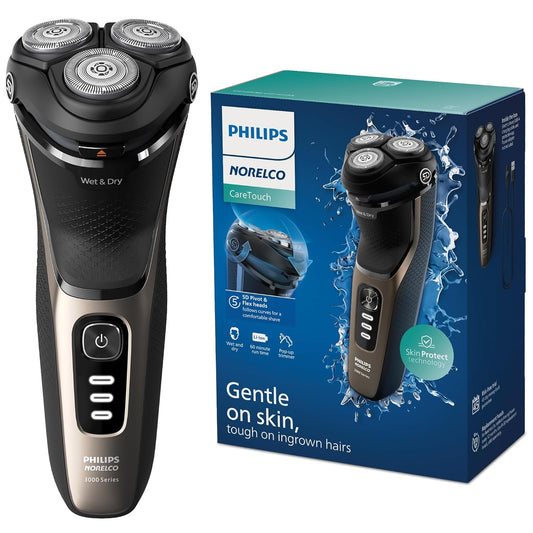 Caretouch, Rechargeable Wet & Dry Electric Shaver with Pop-Up Trimmer for Bald Men with Sensitive Skin and Scalp, S3242/90