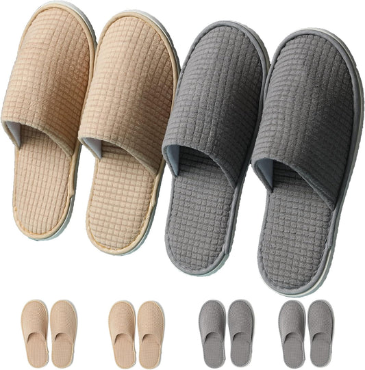 SPA Slippers, 6/12 Pairs Disposable Slippers for Guests, Soft Hotel Slippers Polar Fleece, Washable Reusable House Slippers Unisex, Bride Slippers for Wedding Party Bedroom Travel