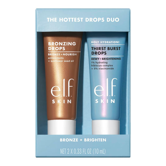 SKIN the Hottest Drops Duo, Holy Hydration! Thirst Burst Drops & Bronzing Drops Skincare Set, for a Dewy, Sun-Kissed Look, Vegan & Cruelty-Free