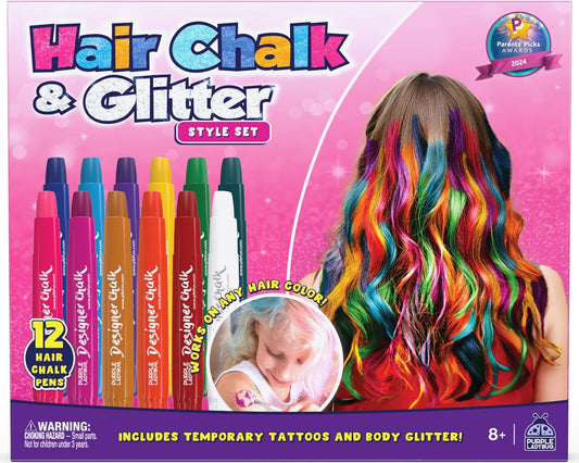 12 Colors Hair Chalk for Girls Valentines Gifts, Temporary Hair Color Easter Basket Stuffers Toys for Teens Washable Hair Dye for Kids, Gifts for 7 8 9 10 11 Year Old Girls Birthday