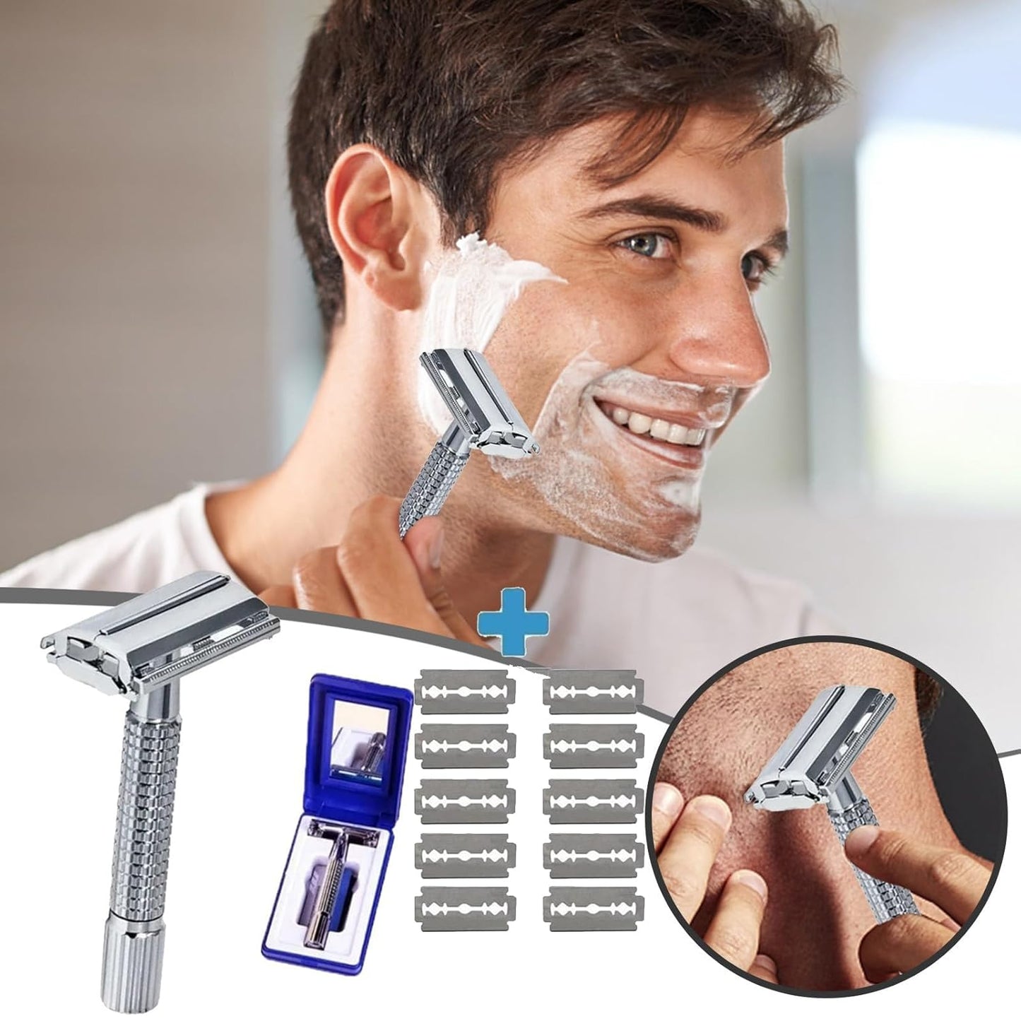 r for Unisex, 10 Platinum Coated r Blade Refills Safety Razo, Women Men'S Razor with a Delicate Box, Fits All Double Edge Razor Holder and Razor Blades