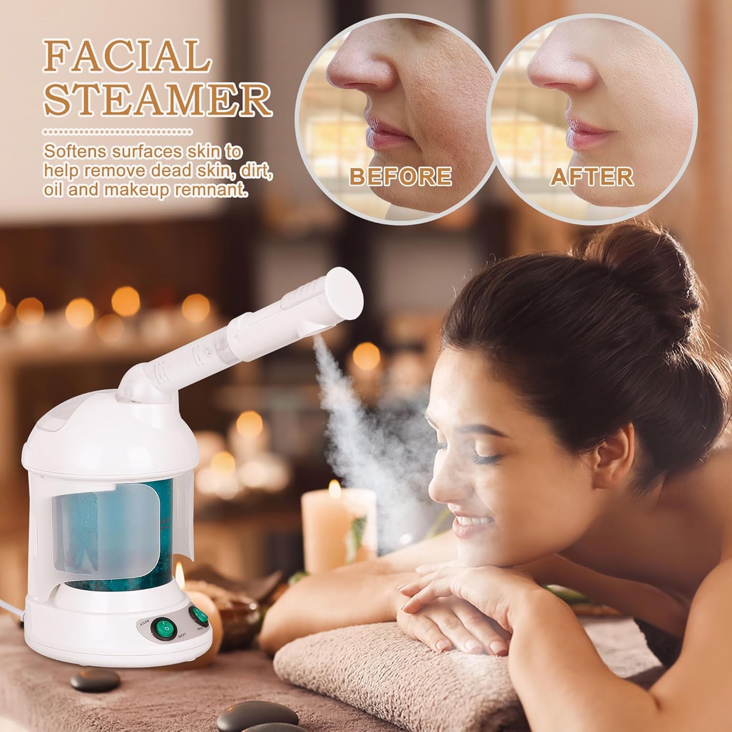 Hair Steamer PRO 3 in 1 Multifunction Ozone Facial Steamer with Bonnet Hood Attachment, Hair Therapy & Face Steamer for Personal Care Use at Home or Salon