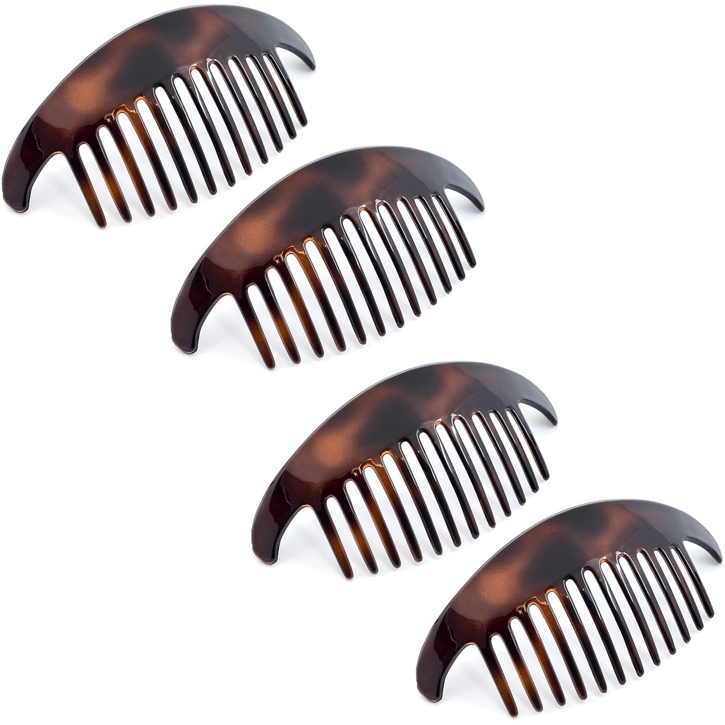 Paris CP2430/2 French Hair Side Combs Tortoise Shell Interlocking Combs French Twist Hair Combs, Strong Hold Hair Clips for Women Bun Chignon Up-Do Styling Girls Hair Accessories Made in France