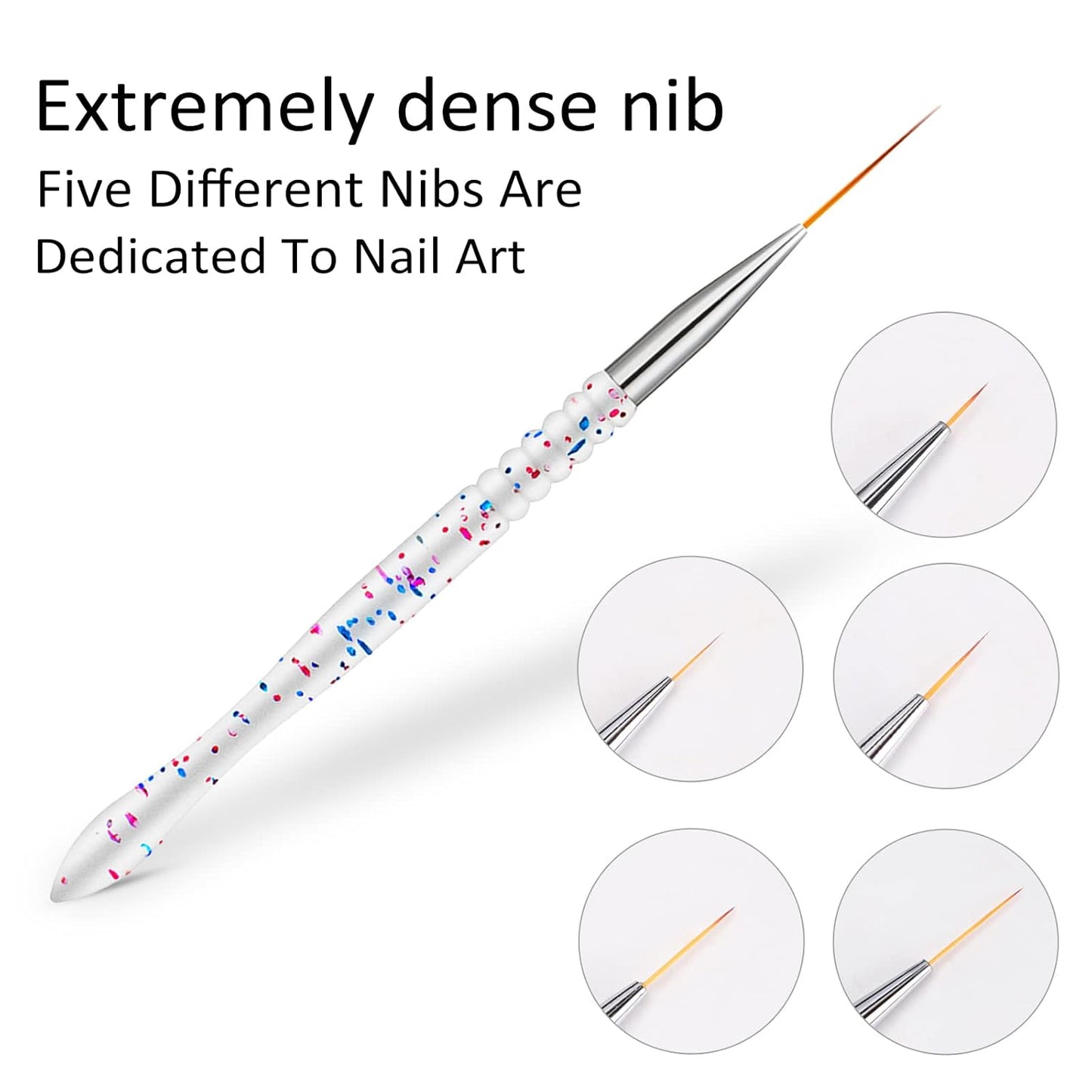 5Pcs Nail Art Liner Brushes, Nail Gel Polish Painting Brush Set, Thin Nail Art Dotting Drawing Pen (7/9/11/15/20Mm)