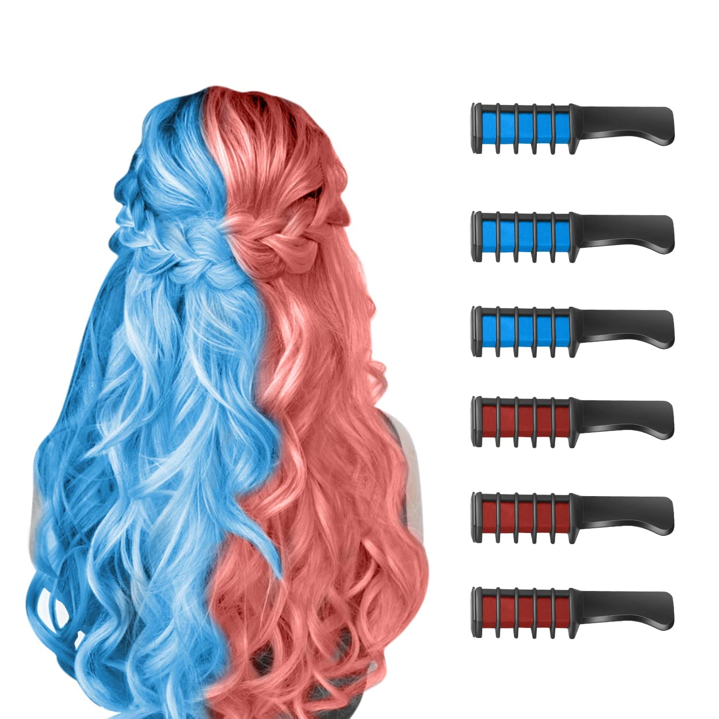 New Hair Chalk Comb Temporary Hair Color Dye for Girls Kids, Washable Hair Chalk for Girls Age 4 5 6 7 8 9 10-12 Birthday Christmas New Year Cosplay Hair DIY Party