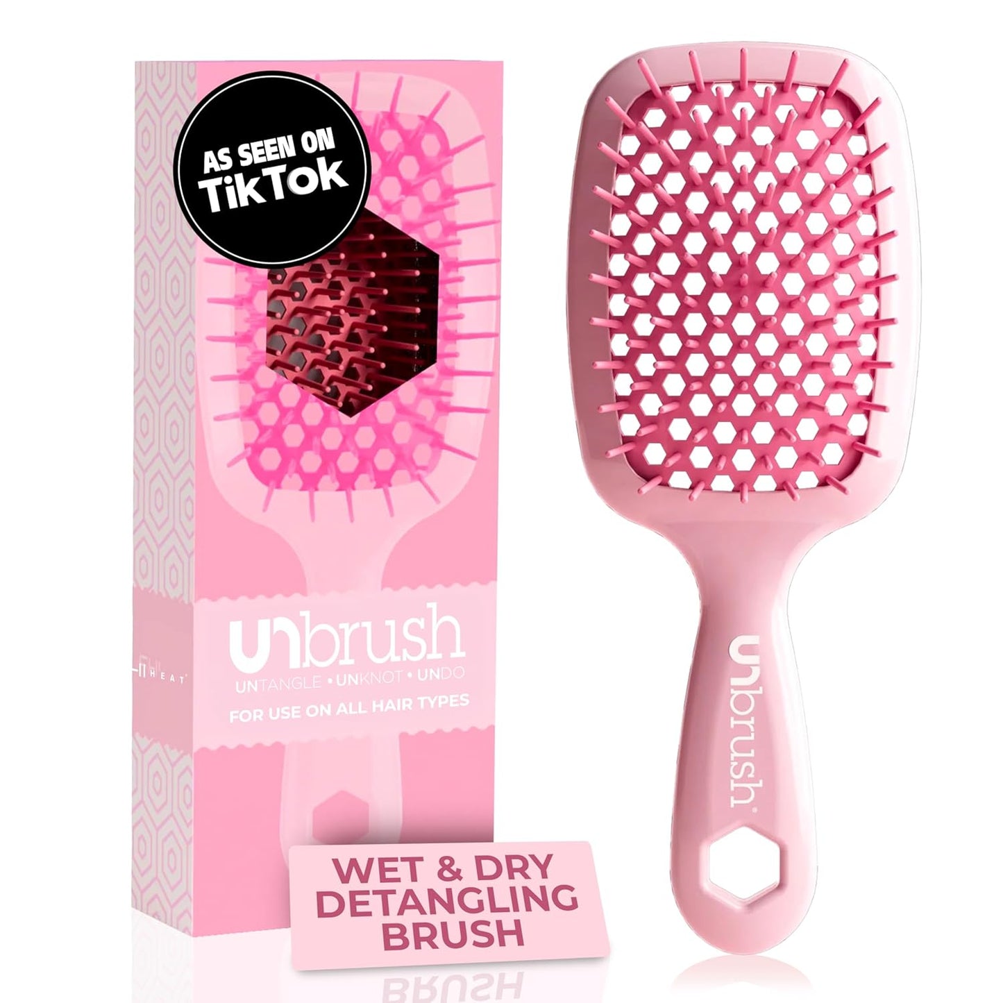 Unbrush Detangling Brush for Pain-Free Brushing on All Wet or Dry Hair Types — Durable Duoflex Anti-Static Bristles, Lightweight Handle, Vented Hair Brush