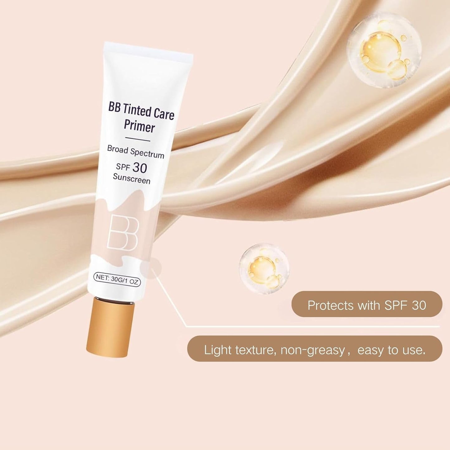 BB Tinted Moisturizer SPF 30, Tinted Moisturizer, BB Tinted Care Primer, Full Coverage Light-Medium Skin Color Hydrating & Smoothing Spectrum Spf Natural Color