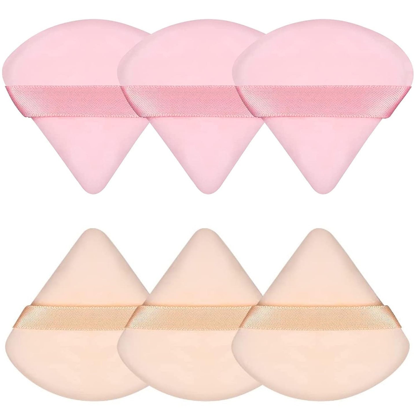 6 Pcs Powder Puff Face Soft Triangle Makeup Puff Velour Makeup Sponge Beauty Blender for Loose Powder Stocking Stuffers for Women (Black)