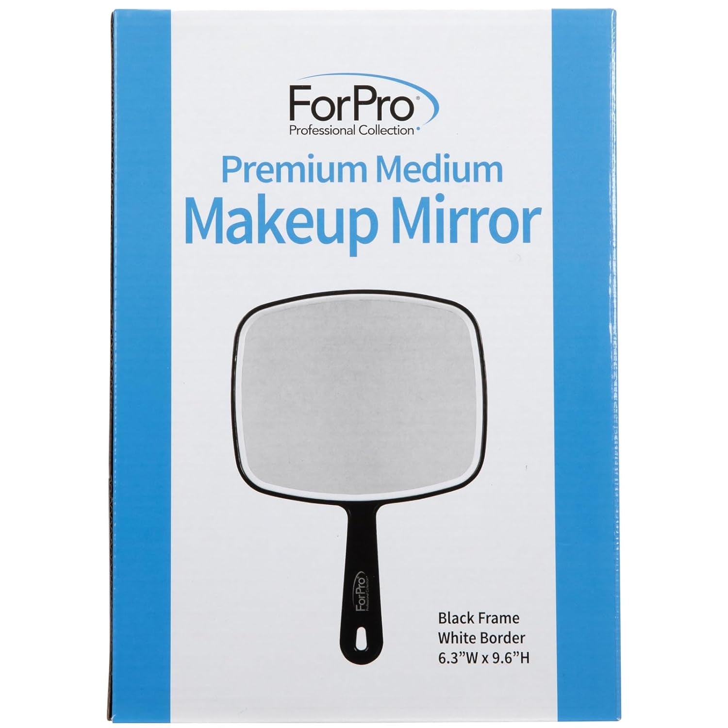 Premium Hand Mirror with Handle, 6.3" W X 9.6" L, Multi-Purpose Handheld Mirror with Distortion-Free Reflection, Black