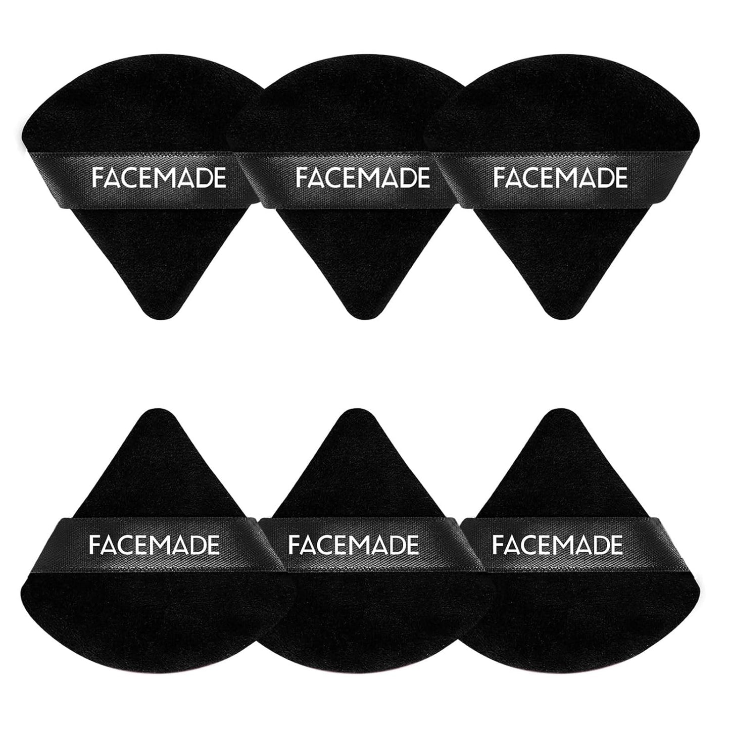 6 Pieces Face Powder Puff with a Travel Case, Soft Makeup Puff with a Container, Triangle Velour Makeup Sponge for Loose Powder Body Powder, Beauty Makeup Tools, Black