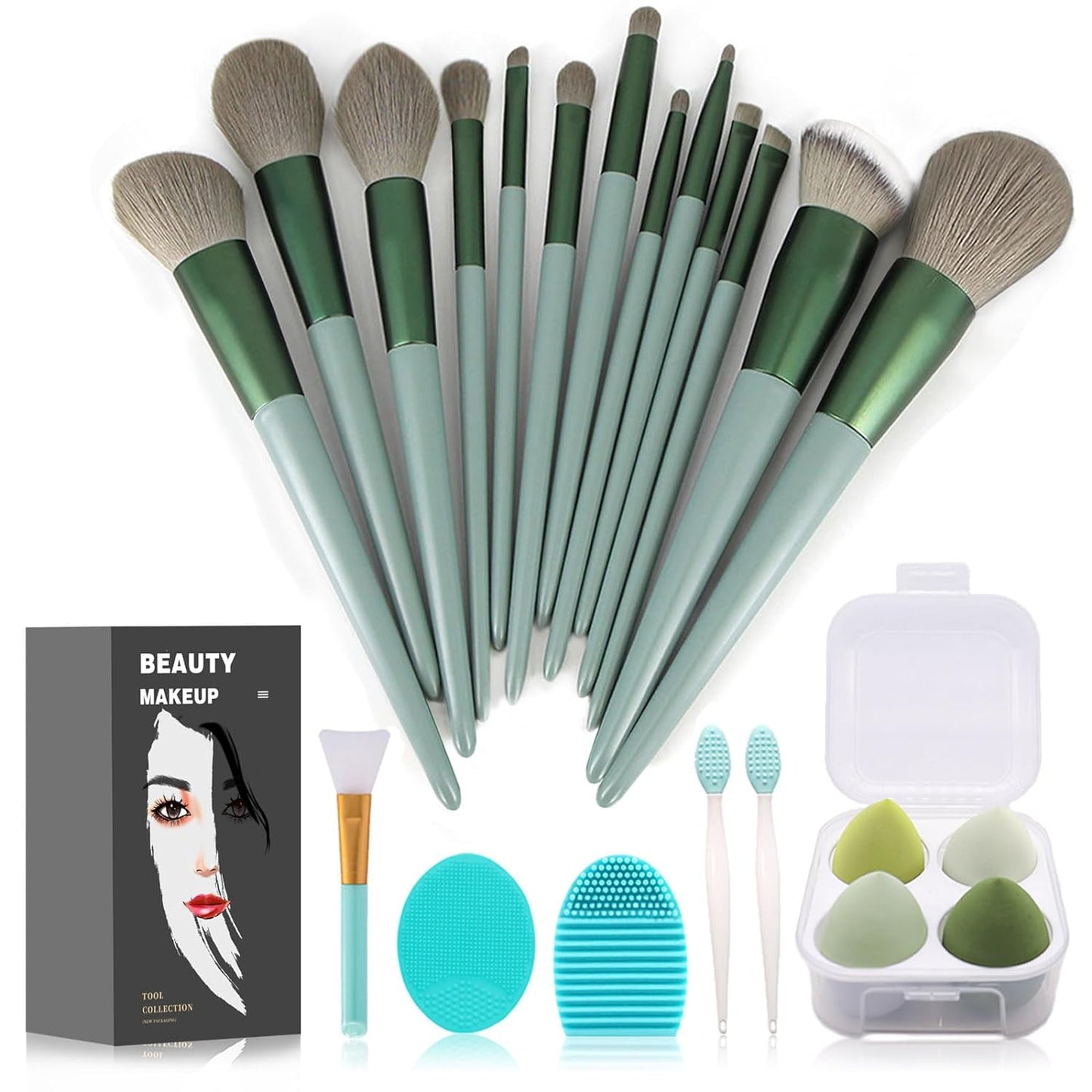 Makeup Brushes 22 Pcs Makeup Kit,Foundation Brush Eyeshadow Brush Make up Brushes Set (Green, 22 Piece Set)