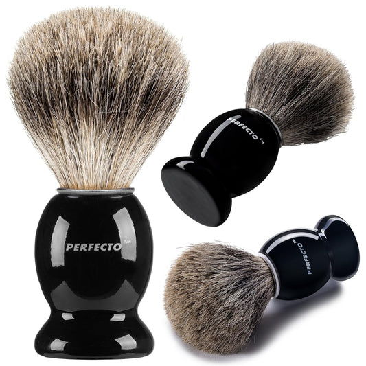 100% Pure Badger Shaving Brush-Black Handle- Engineered for the Best Shave of Your Life. For, Safety Razor, Double Edge Razor, Straight Razor or Shaving Razor, Its the Best Badger Brush.