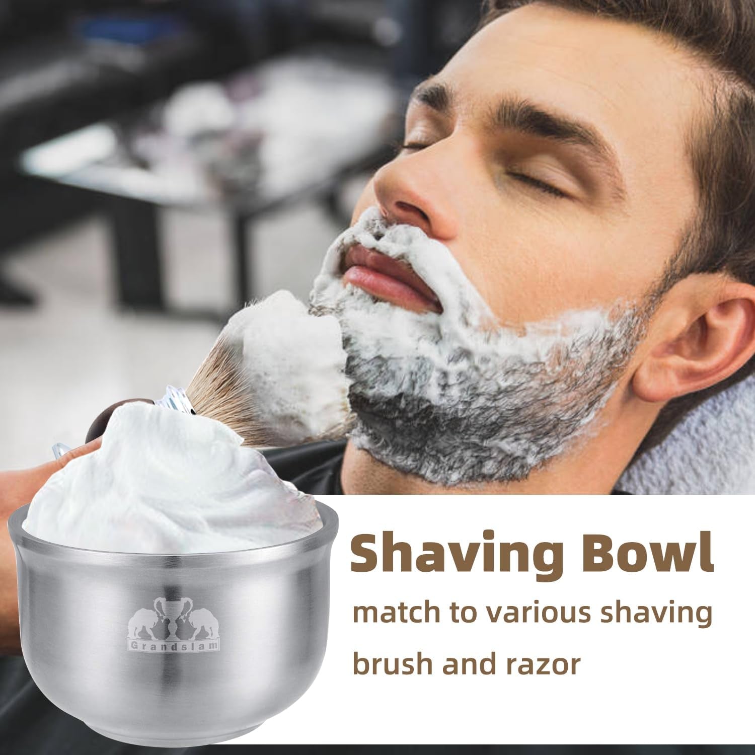 Shaving Soap Bowl, 304 Heavy Duty Stainless Steel Shaving Lather Bowl for Men, Double Layer Heat Preservation, Create Rich Shaving Cream and Keep Your Lather Warm