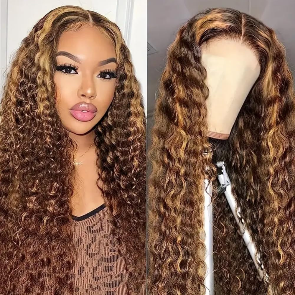 28 Inch Deep Wave Lace Front Wigs Human Hair Pre Plucked 13X4 HD Transparent Lace Frontal Wigs Human Hair 180% Density Deep Curly Glueless Wigs Human Hair for Women