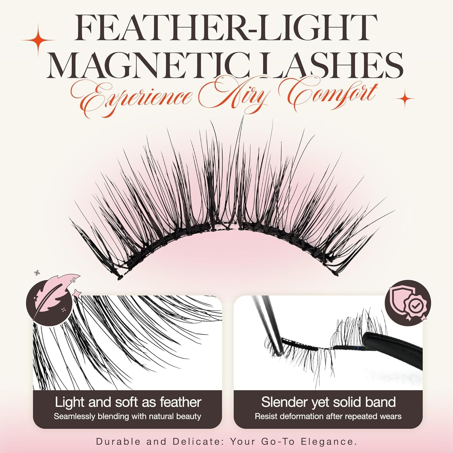 Upgrade Magnetic Eyelashes with Applicator Reusable Soft Magnetic Eyelashes Natural Look No Glue Needed Magnetic Eyelashes Magnetic Lashes Kit Easy to Wear and Remove(A02)