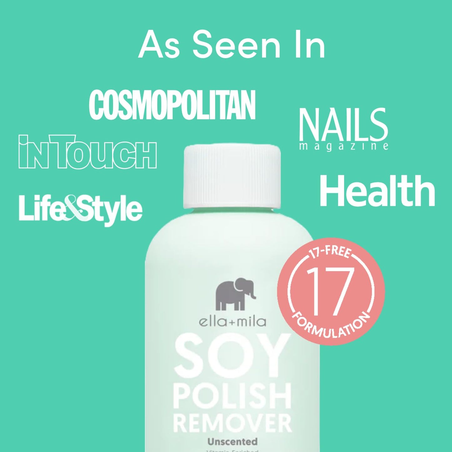 Soy Nail Polish Remover Non-Acetone Nail Polish Remover - Non-Toxic Fingernail Polish Remover - for Natural Nail Polishes - Unscented & Enriched with Vitamins A, C & E(4 Fl Oz) Teal