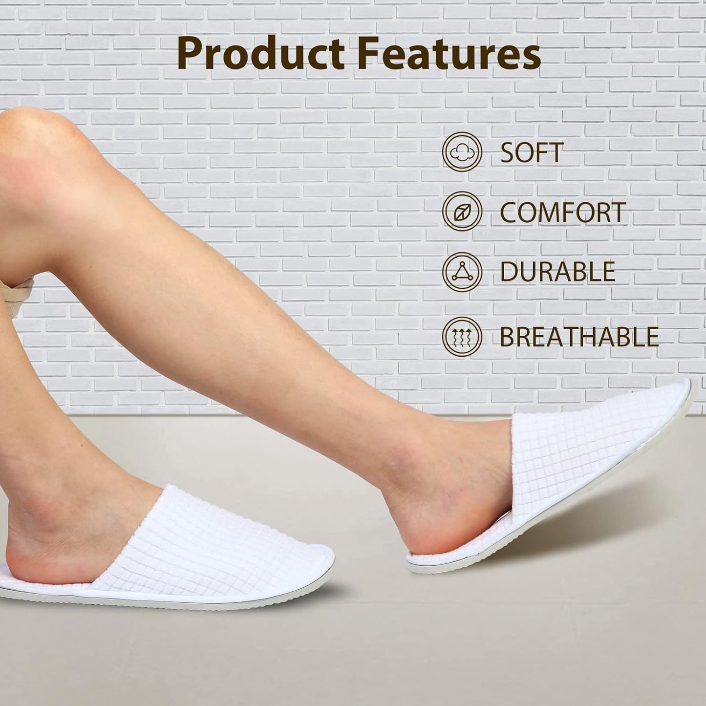 10 Pairs Spa Slippers for Women and Men, Universal Bulk Disposable Hotel Slippers, Non-Slip Washable Breathable Soft Comfortable House Slippers for Guest Wedding Party Travel