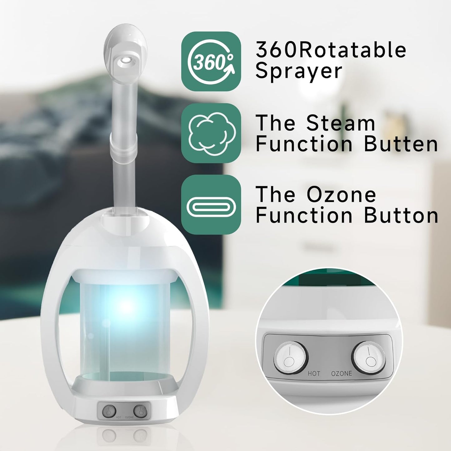 Facial Steamer, Face Steamer for Esthetician and Nano Ionic Portable Facial Steamer for Face, Professional Facial Steamer for Home Facial Spa.