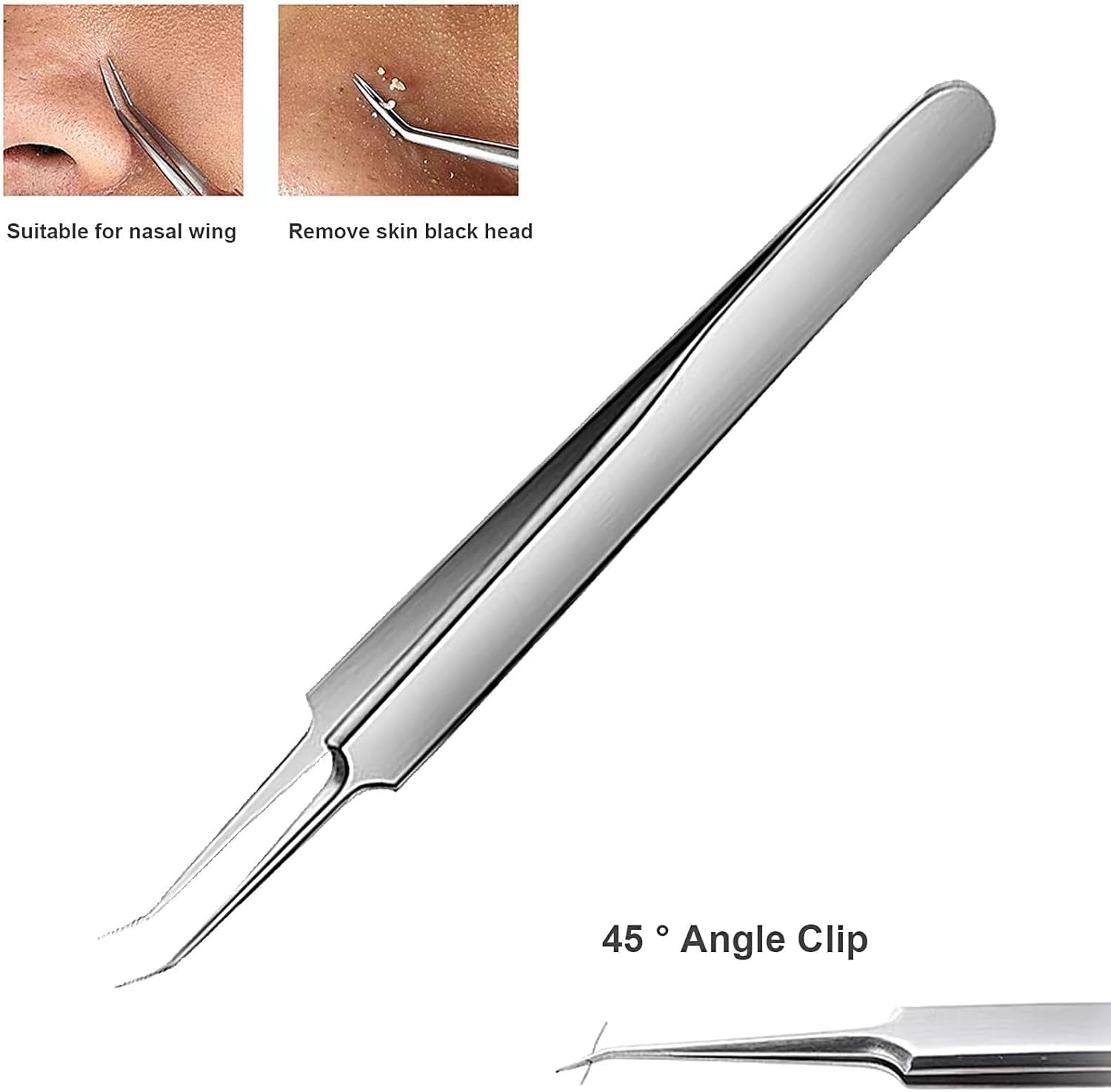 Professional Blackhead Tweezers,High Hard Stainless Steel Blackhead Remover Tweezers, Precision Pimple Popper Tool Kit, Blackhead Extractor