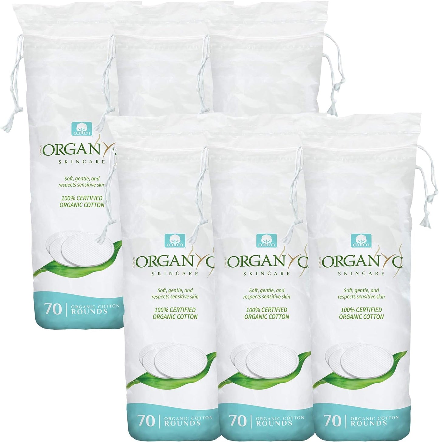 100% Organic Cotton Rounds - Biodegradable Cotton, Chemical Free, for Sensitive Skin (70 Count) - Daily Cosmetics. Beauty and Personal Care