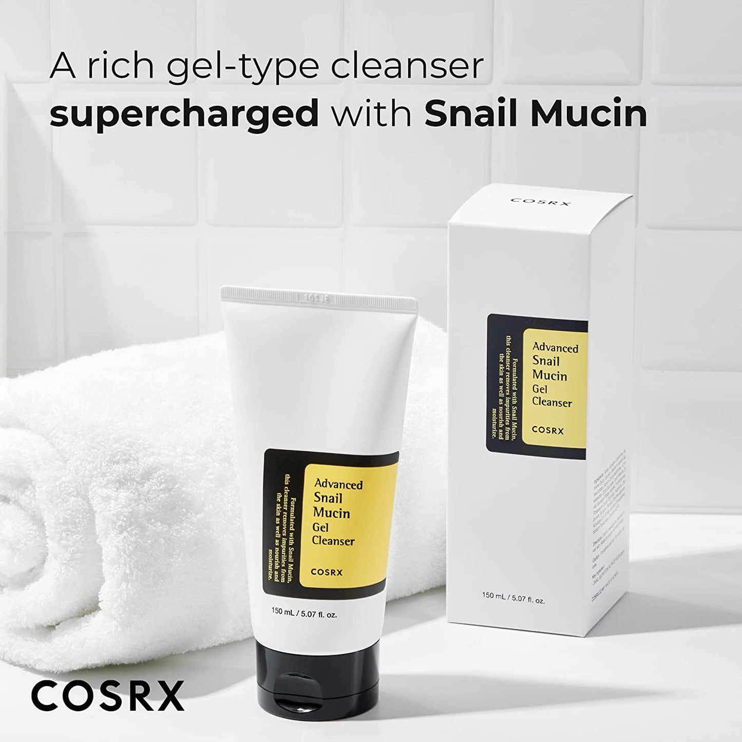 Advanced Snail Mucin Gel Cleanser, 5.07 Fl Oz / 150 Ml, Rich Daily Deep Cleansing Gel for Dry & Sensitive Skin, Korean Skin Care, Not Tested on Animals, No Parabens