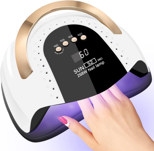 268W UV LED Nail Lamp,  Nail Dryer for Gel Polish, 4 Timers UV Nail Lamp Professional Nail Light, 57Pcs Lamp Beads and Automatic Sensor(White)