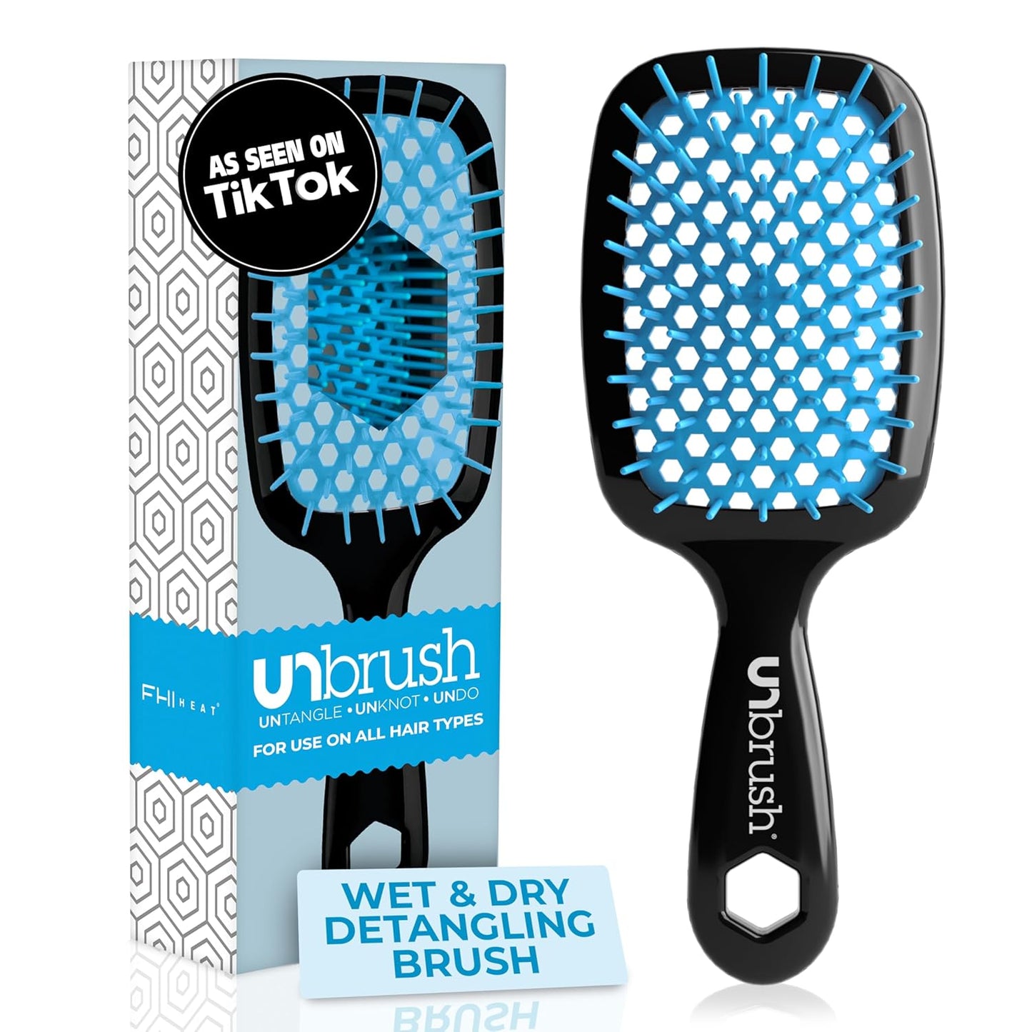 Unbrush Detangling Brush for Pain-Free Brushing on All Wet or Dry Hair Types — Durable Duoflex Anti-Static Bristles, Lightweight Handle, Vented Hair Brush